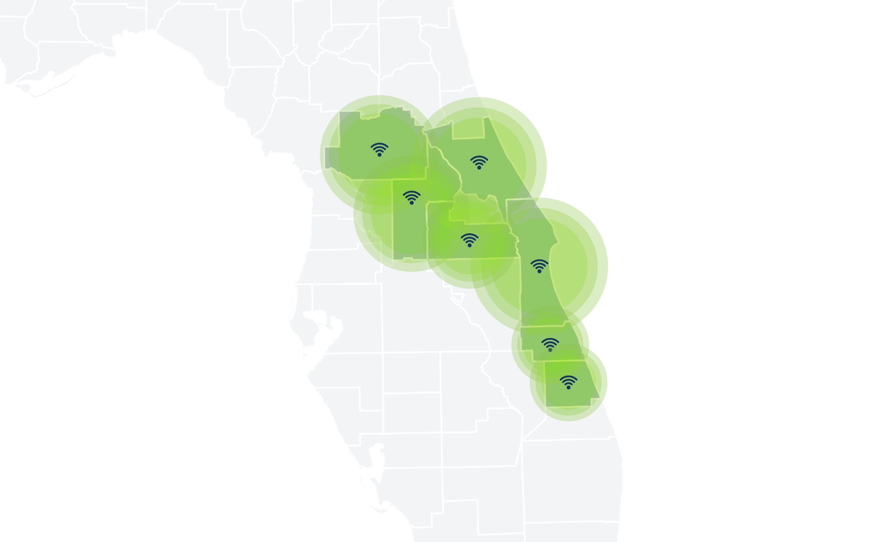 map of Wire3 service areas in Florida