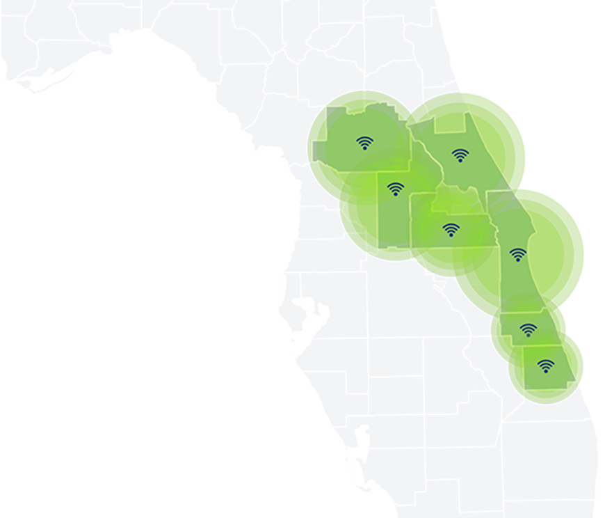 Vector map of Wire 3 service areas in Florida