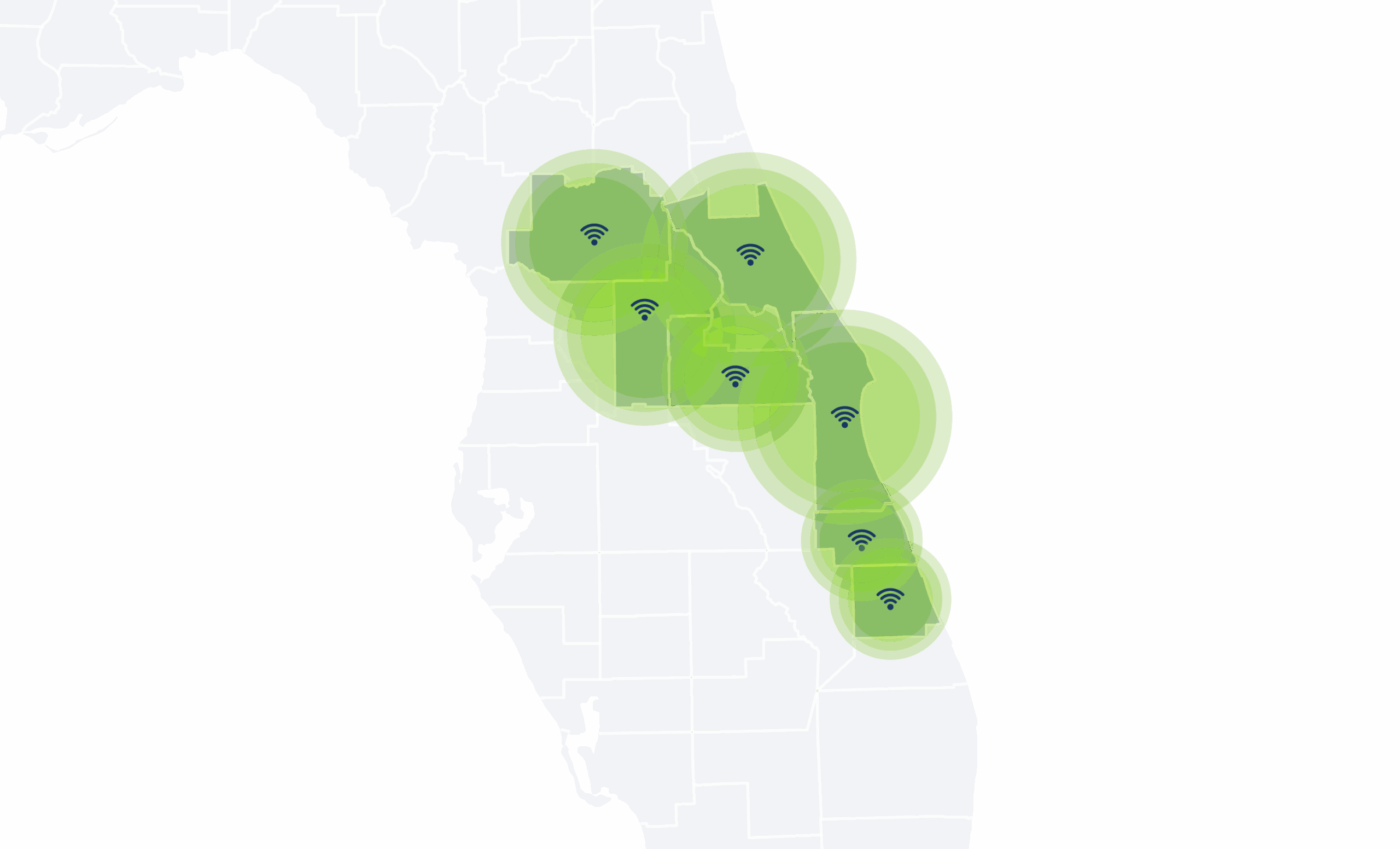 florida-service-areas Vector map of Wire 3 service areas in Florida