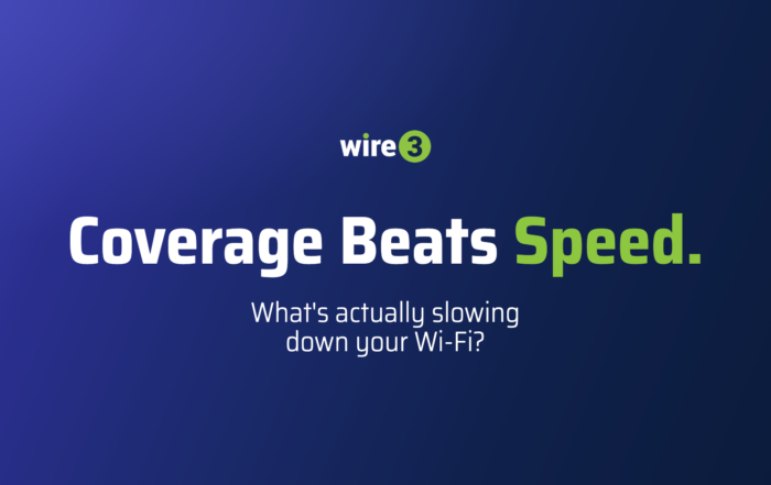 Wire 3 graphic reading "Coverage Beats Speed. What's actually slowing down your Wi-Fi?" promoting Total Connect